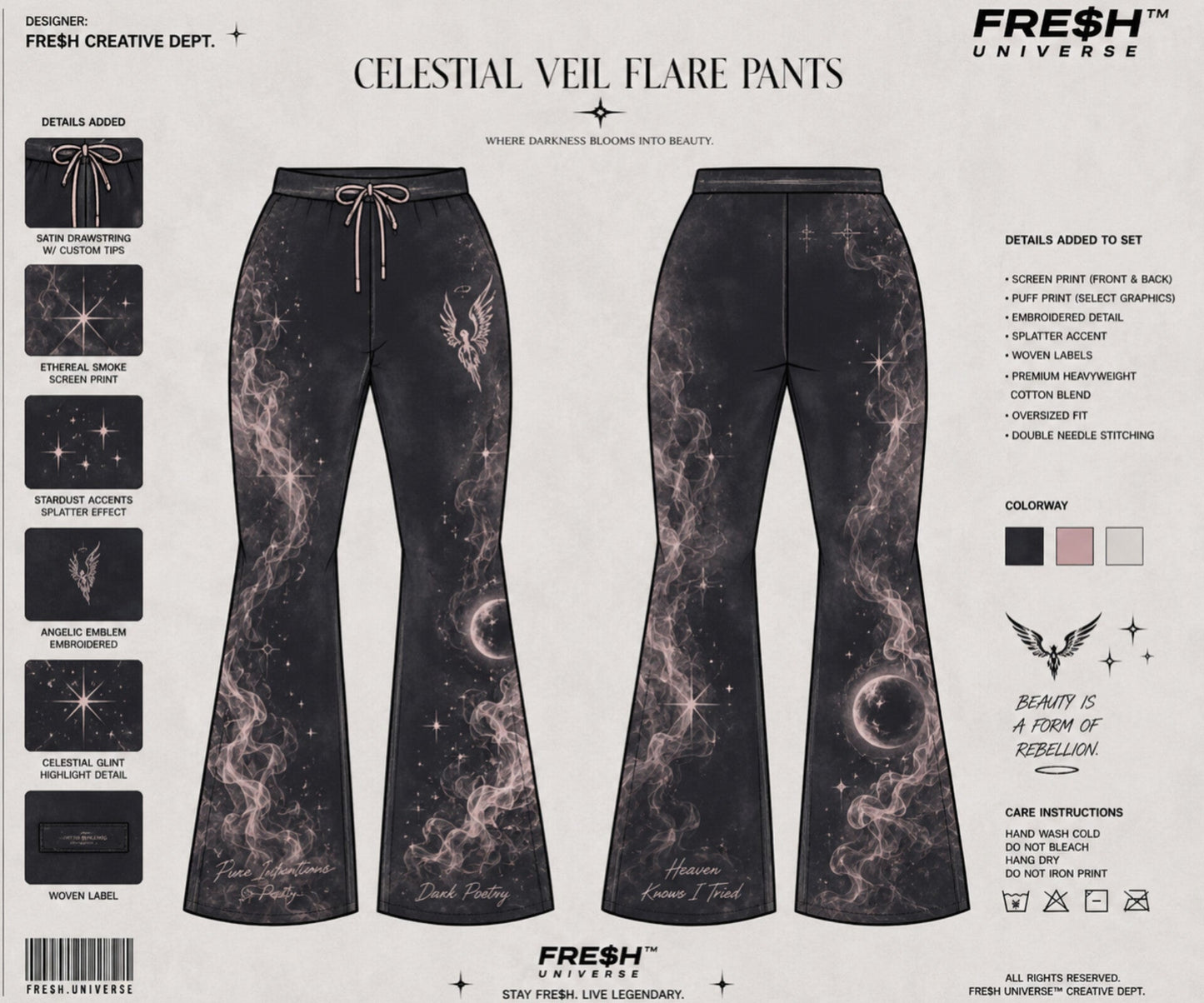 CELESTIAL FEMALE FLARE PANTS - FRE$H UNIVERSE™FRE$H UNIVERSE™CELESTIAL FEMALE FLARE PANTSPantsFRE$H UNIVERSE™